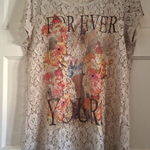 Royal Chicks dames T-shirt kant Forever Young beige maat S