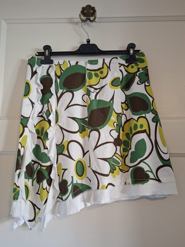 Dames rok retro bloemenprint groen geel wit