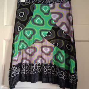 Dames rok psychedelische print groen lila maat M