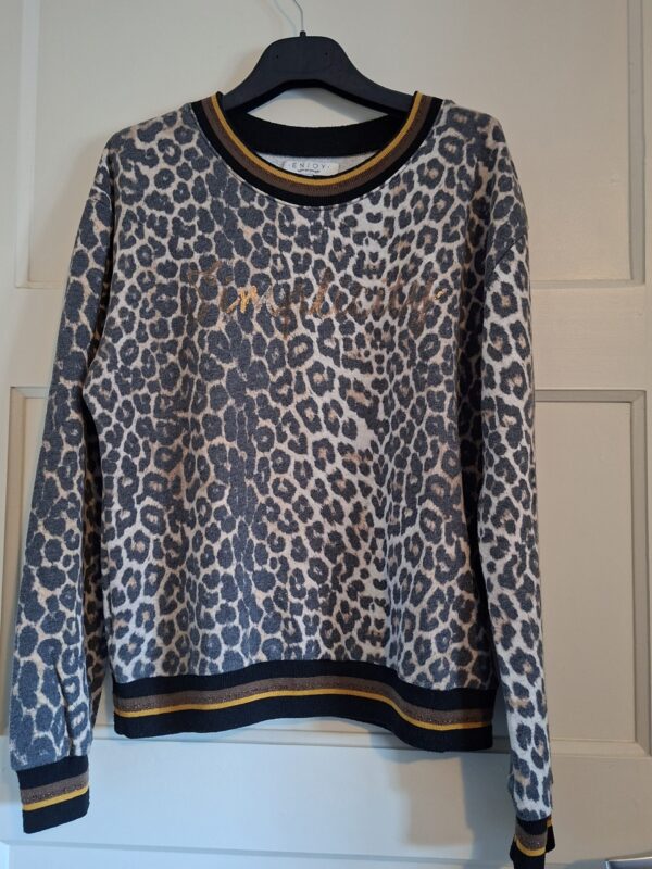 ENJOY dames sweater leopard print grijs maat M