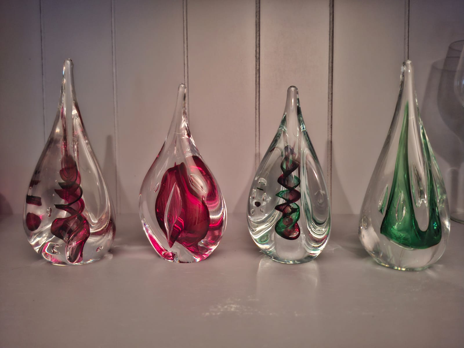 Glazen Kunst Set 4 Stuks Adam Jablonski Polen Handgeblazen