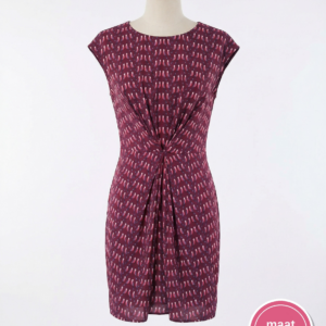 Zara jurk bordeaux met roze vogeltjes maat M