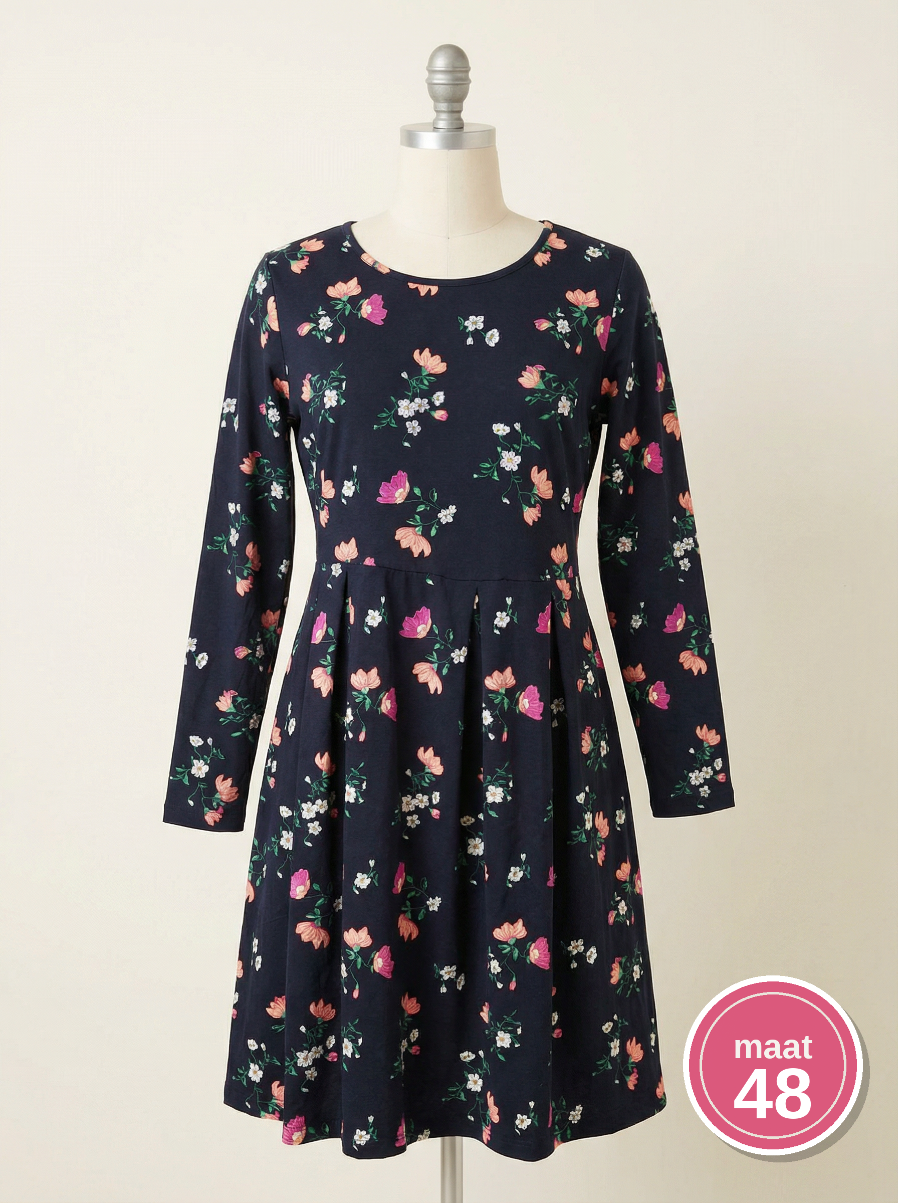 BPC Bonprix Collection Jurk Zwart Bloemenprint Maat 48/50