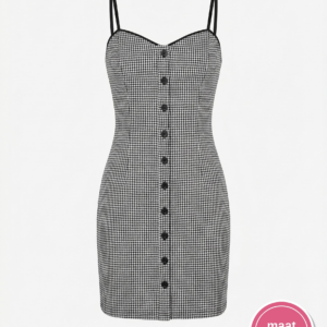 Zwart/wit pied de poule geruit jurkje mouwloos maat S