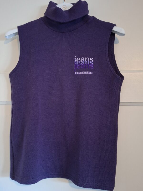 Dames mouwloze coltrui paars jeans couture maat M