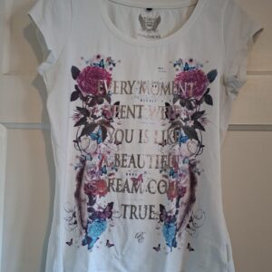 Royal Chicks dames T-shirt wit bloemen vlinders maat M