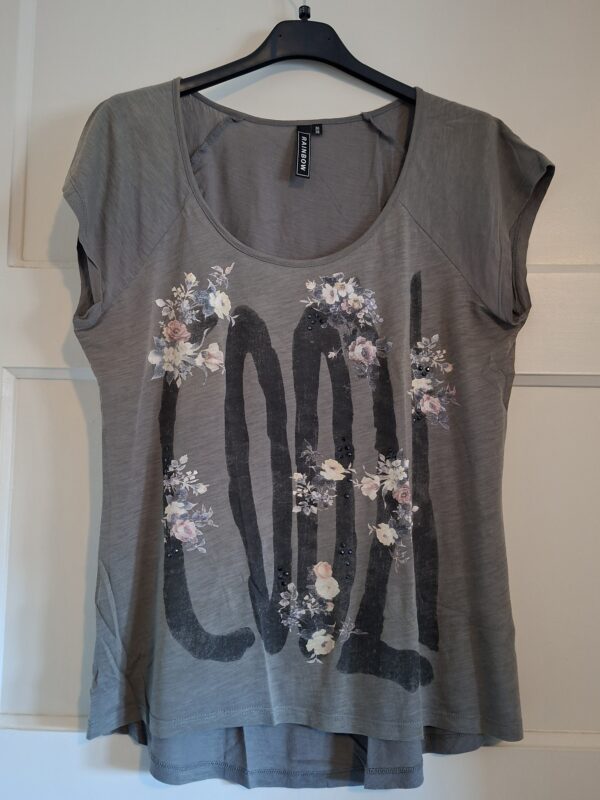 20260131_135330 Rainbow dames T-shirt grijs Love bloemen maat 36/38