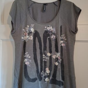 Rainbow dames T-shirt grijs Love bloemen maat 36/38