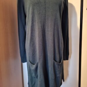 Donkergroene gebreide jurk met gouden knopen maat L