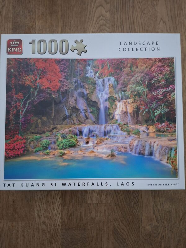 King Puzzel 1000 stukjes - Tat Kuang Si Waterfalls, Laos (Landscape Collection)