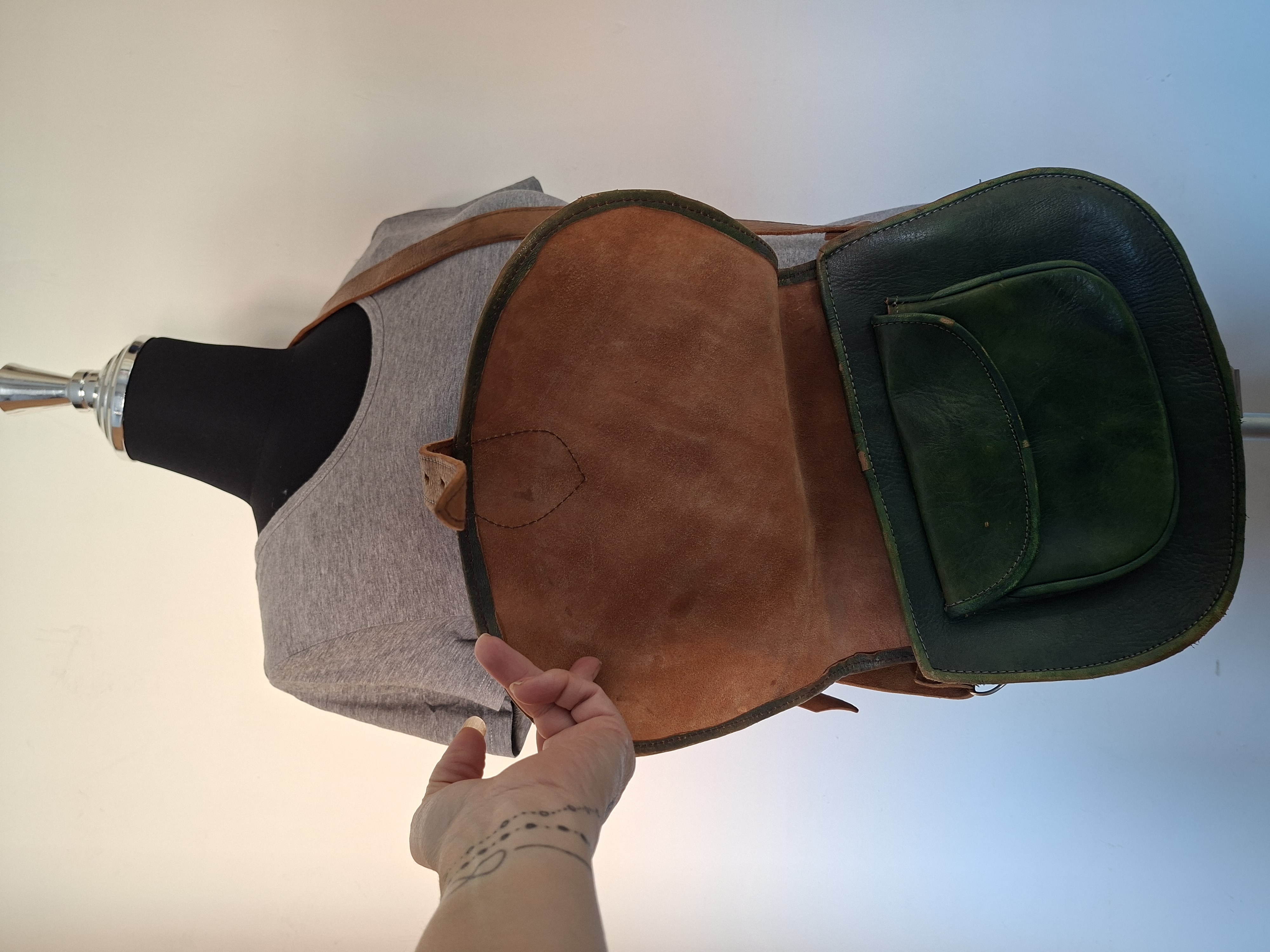 Groen lederen schoudertas