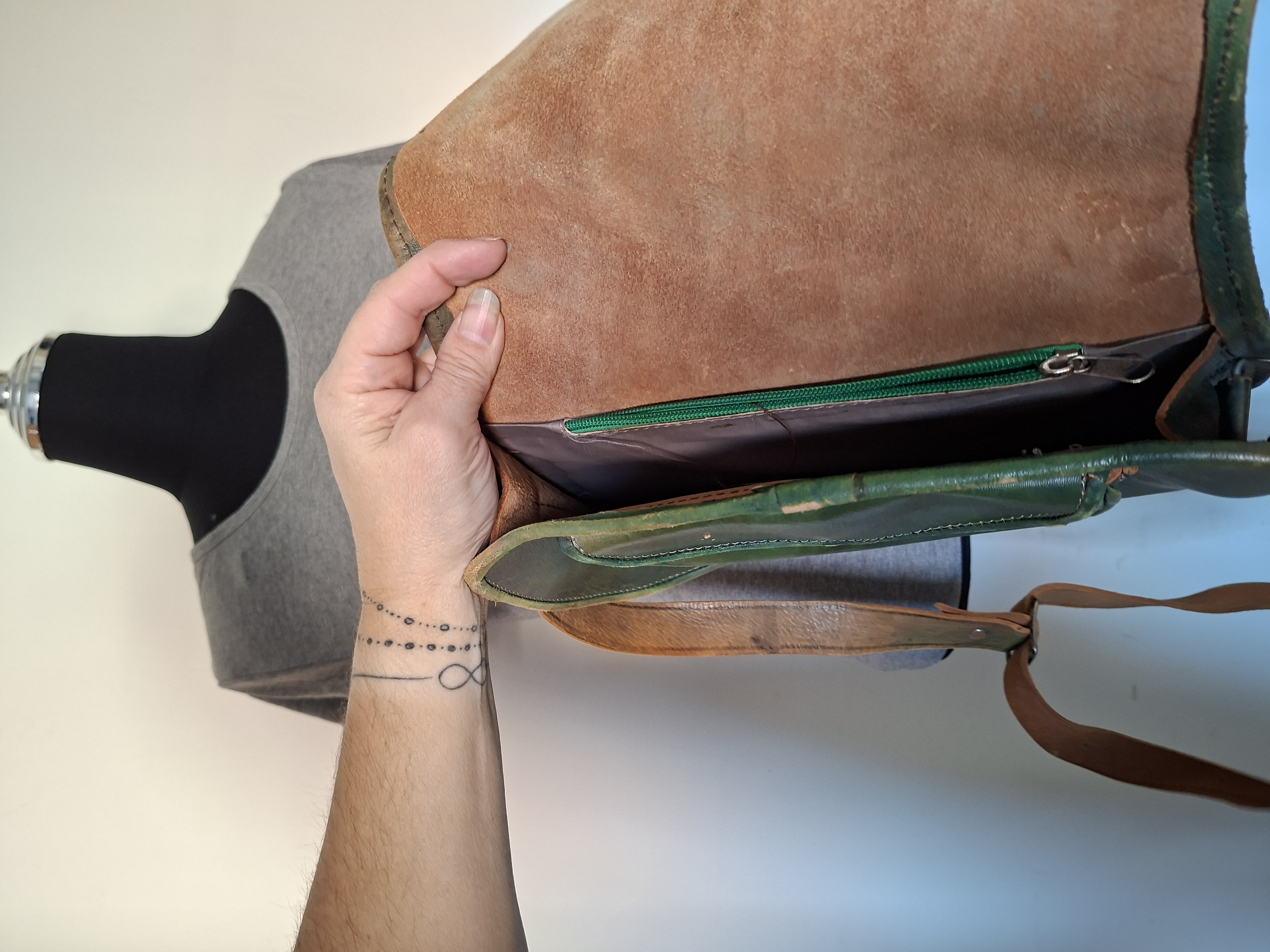 Groen lederen schoudertas