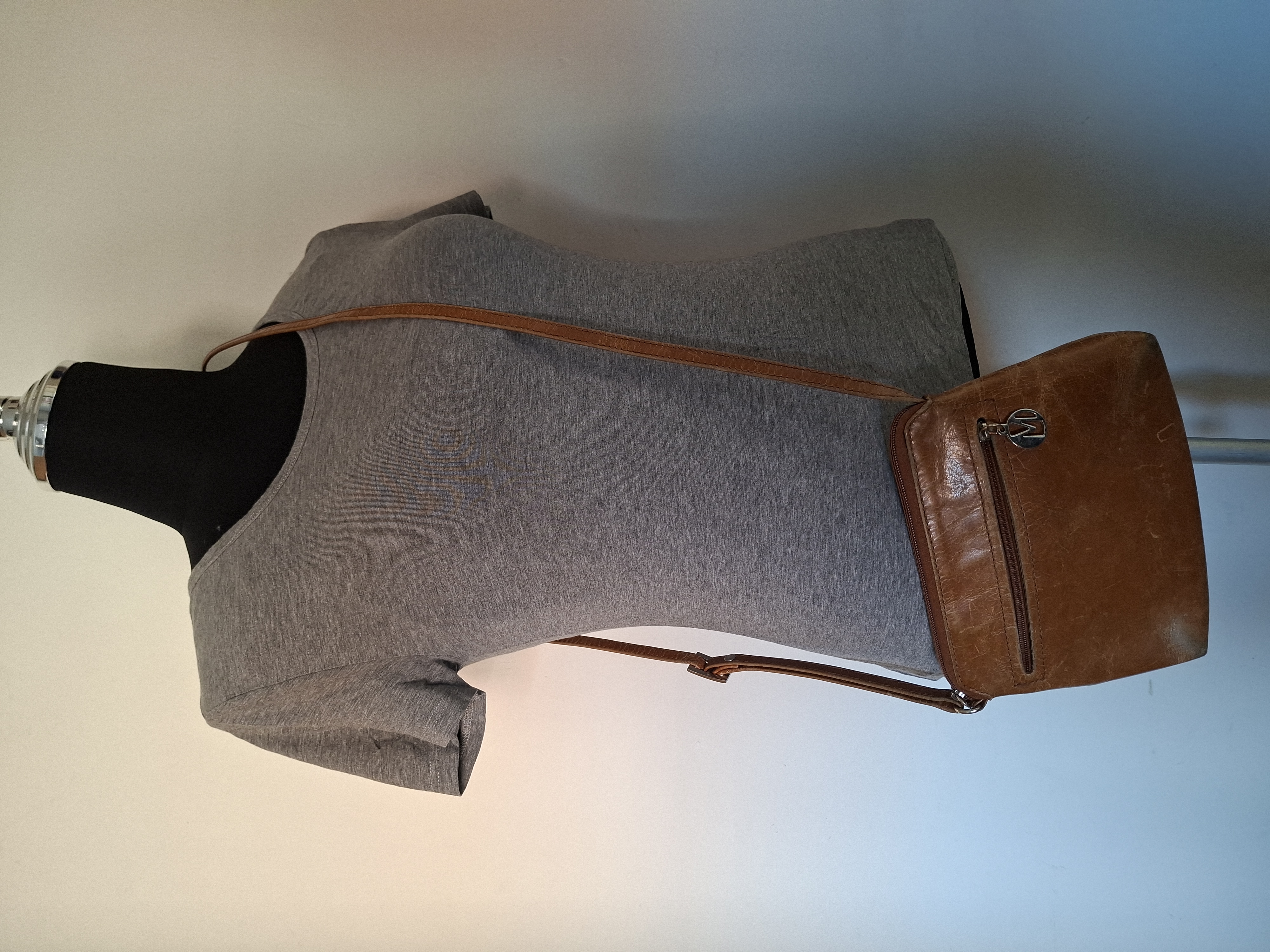 V&D cognac leren crossbody tas