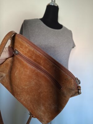 V&D cognac leren crossbody tas