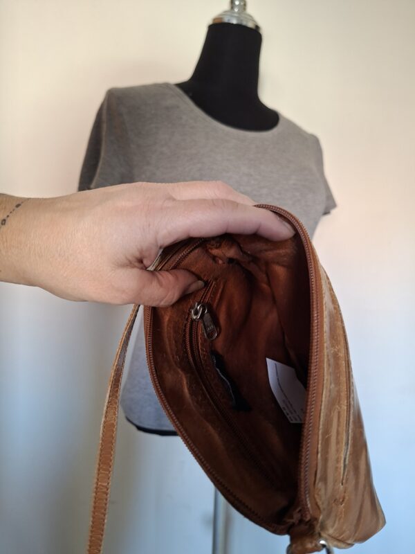 V&D cognac leren crossbody tas