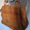 Pieces cognac leren handtas