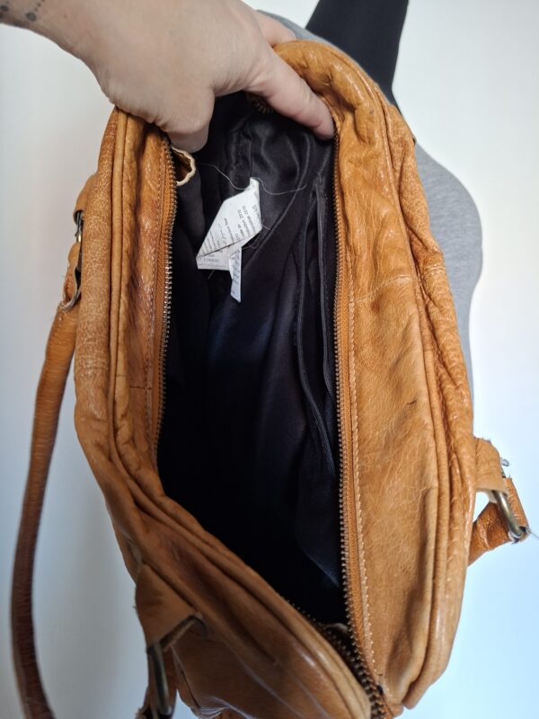 Pieces cognac leren handtas