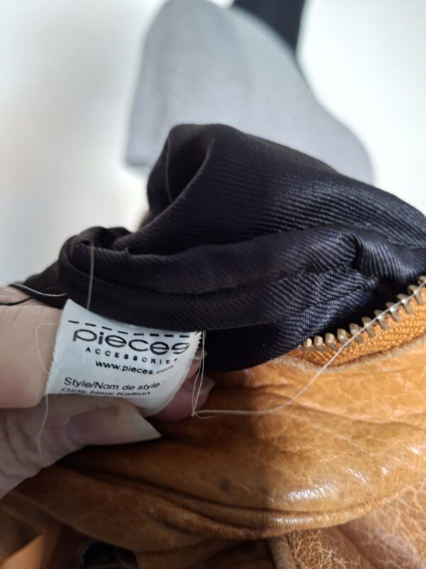 Pieces cognac leren handtas