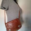 Cognac leren crossbody tas