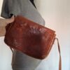 Cognac leren crossbody tas