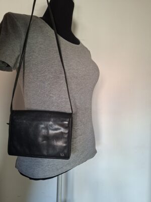 Berba zwart leren crossbody tas