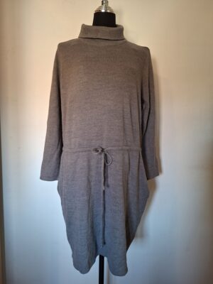 BPC Bonprix Collection gebreide coltrui jurk taupe maat 48/50