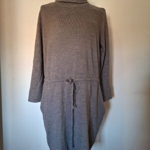 BPC Bonprix Collection gebreide coltrui jurk taupe maat 48/50