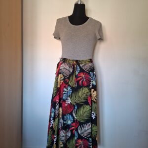 Lange rok met tropische bladeren print - Maat 48