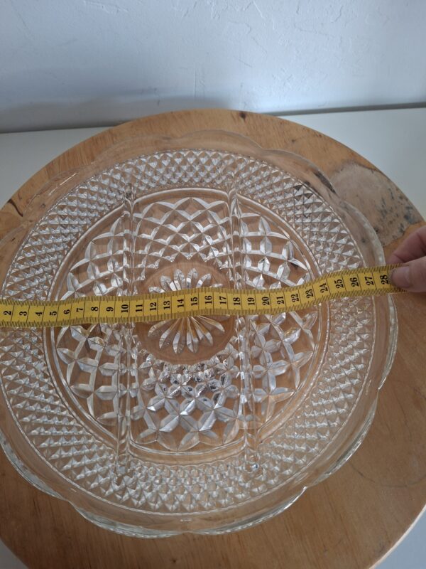 Kristallen schaal met geslepen patroon - Ø 28 cm