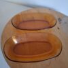 Vintage amber glazen schaaltjes (2 stuks)