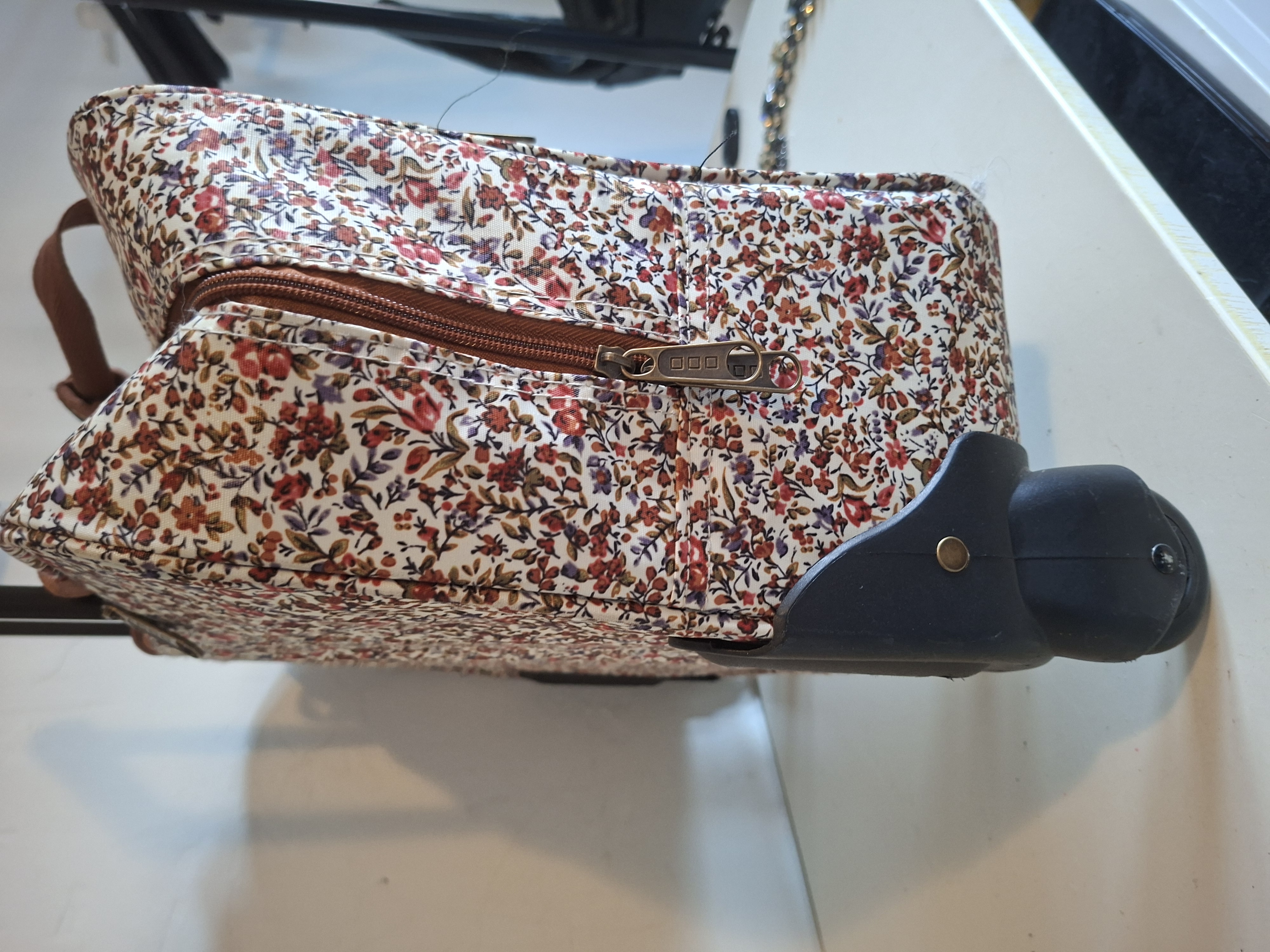 Handbagage trolley bloemenprint met wieltjes