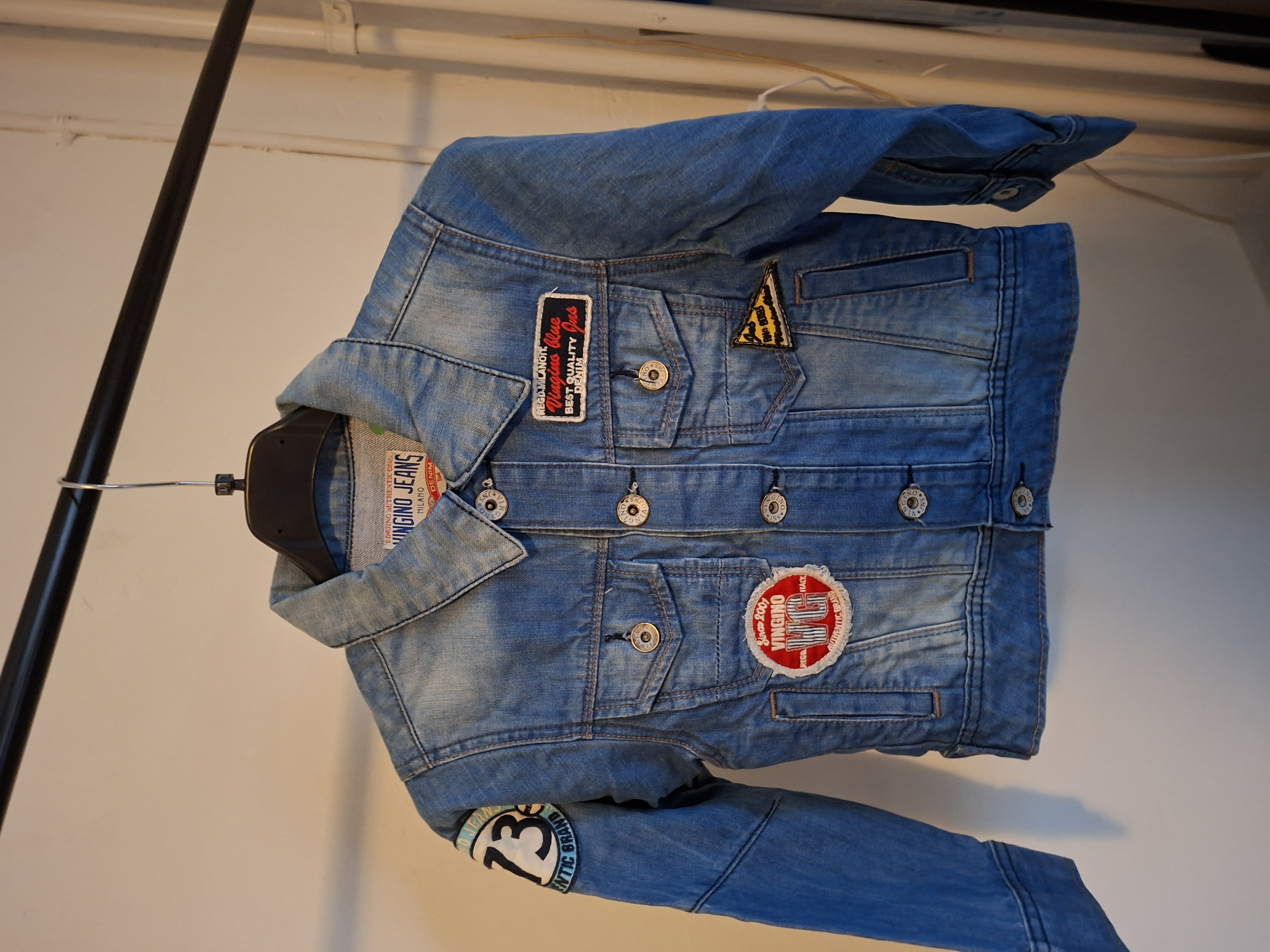 Vingino spijkerjasje patches stonewashed jongens 146