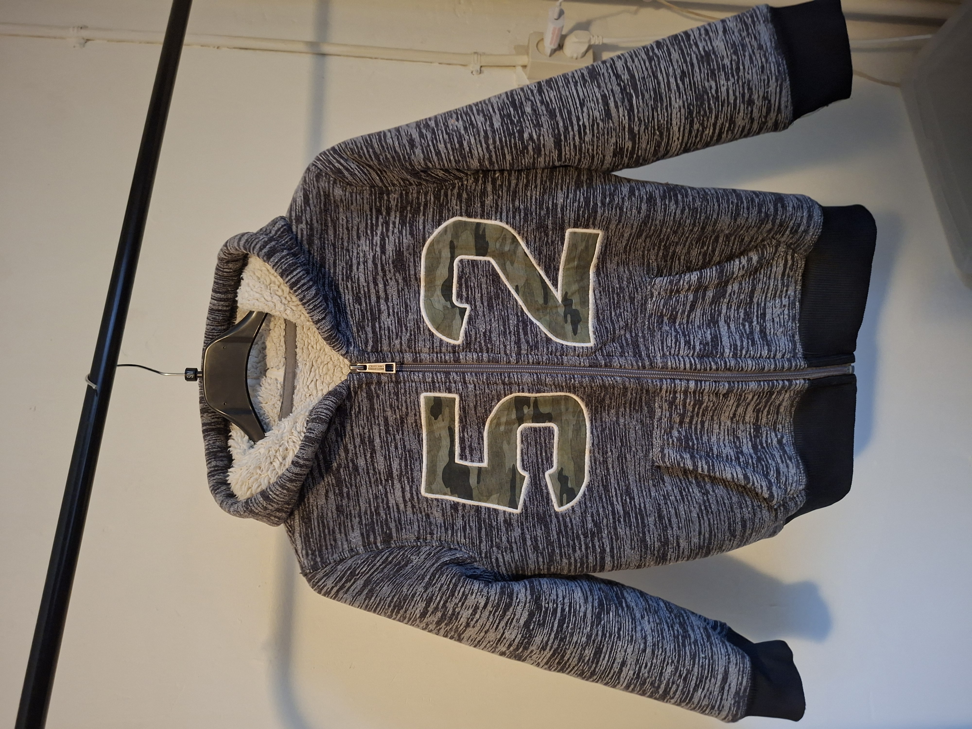 Gevoerde hoodie grijs gemeleerd jongens 152