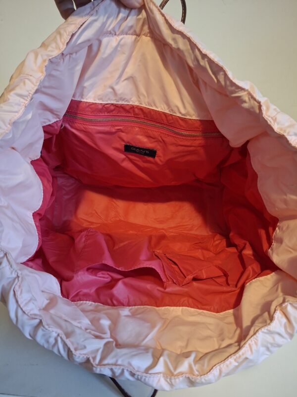 Gant gewatteerde shopper Licht roze met leren details