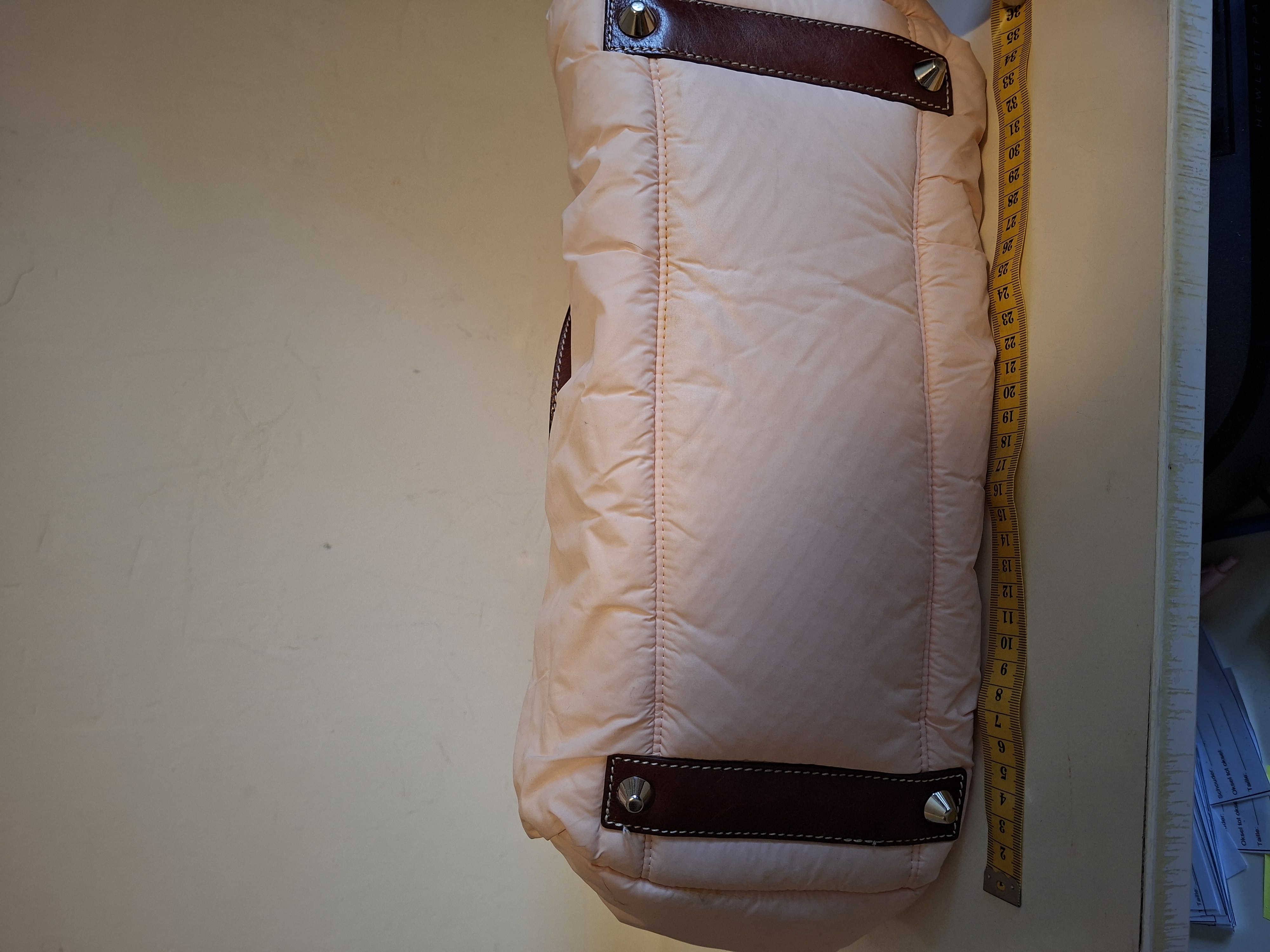 Gant gewatteerde shopper Licht roze met leren details