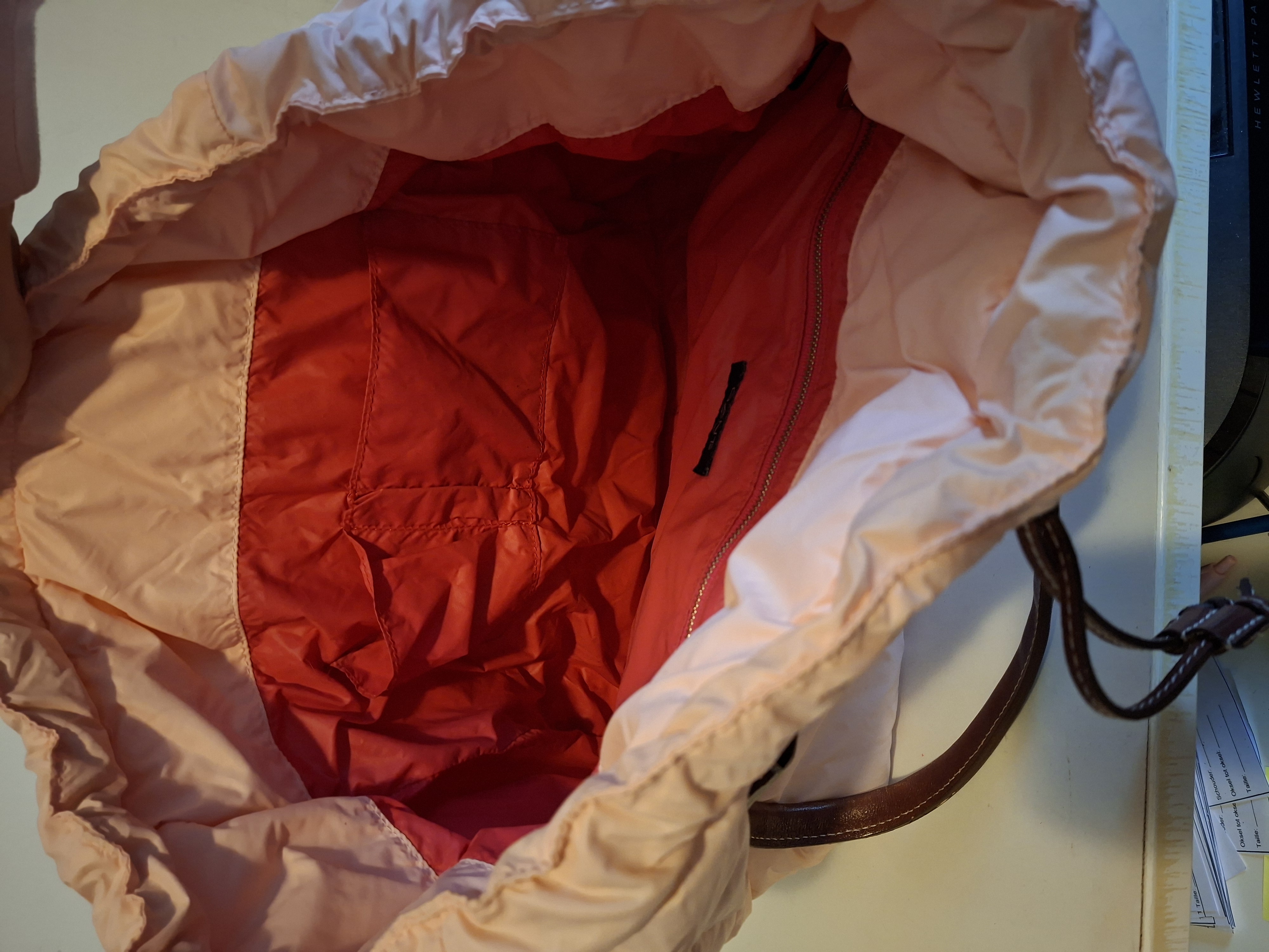 Gant gewatteerde shopper Licht roze met leren details