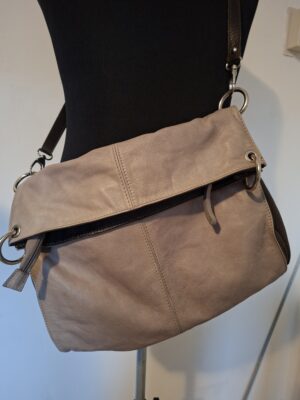 VERA PELLE beige leren schoudertas - Italiaans leer