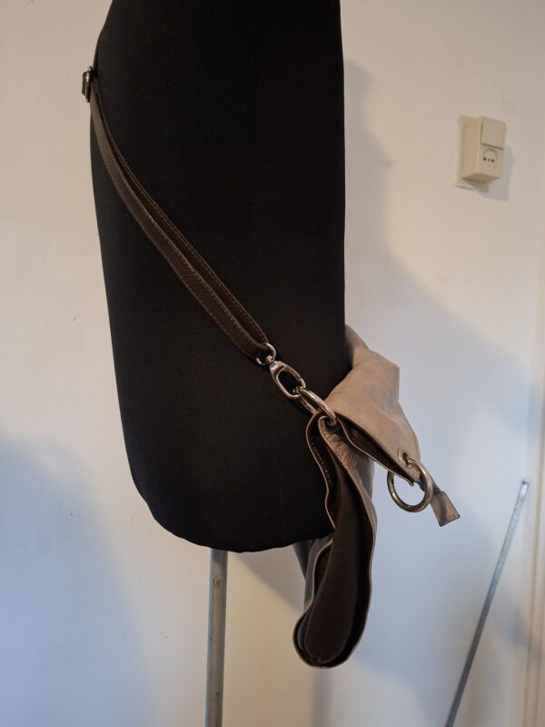 VERA PELLE beige leren schoudertas - Italiaans leer