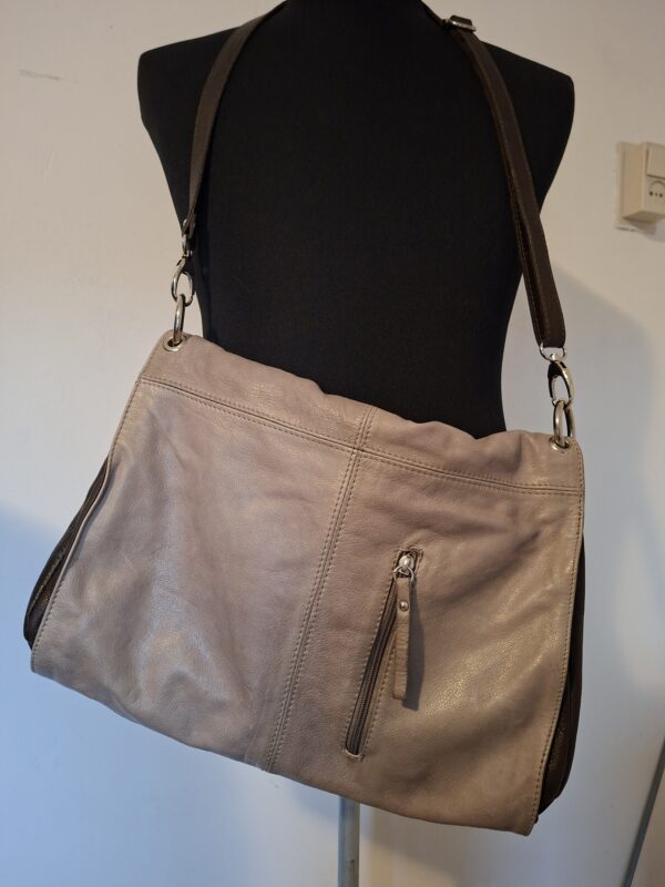 VERA PELLE beige leren schoudertas - Italiaans leer