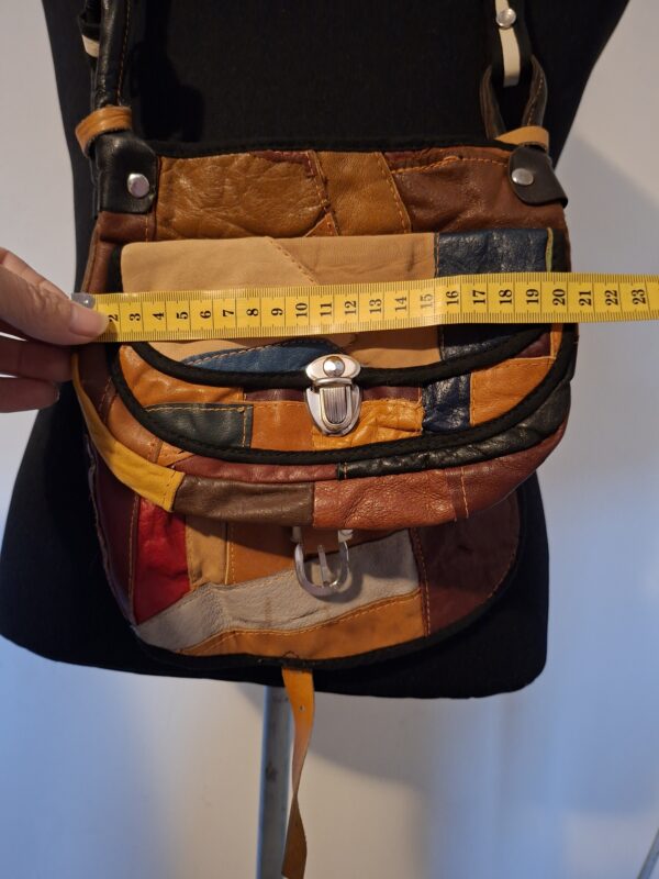 Multicolor patchwork leren schoudertas