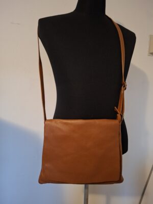 VERA PELLE cognac leren schoudertas - Italiaans leer
