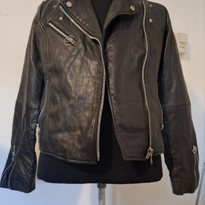 MNG zwarte leren bikerjack - maat M