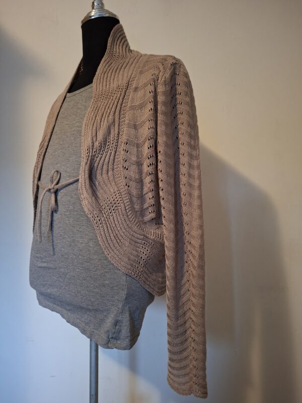 Kiabi gebreid kort vestje met opengewerkt patroon - Taupe/beige