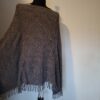 Gebreide poncho met golfpatroon en franjes - Taupe/bruin
