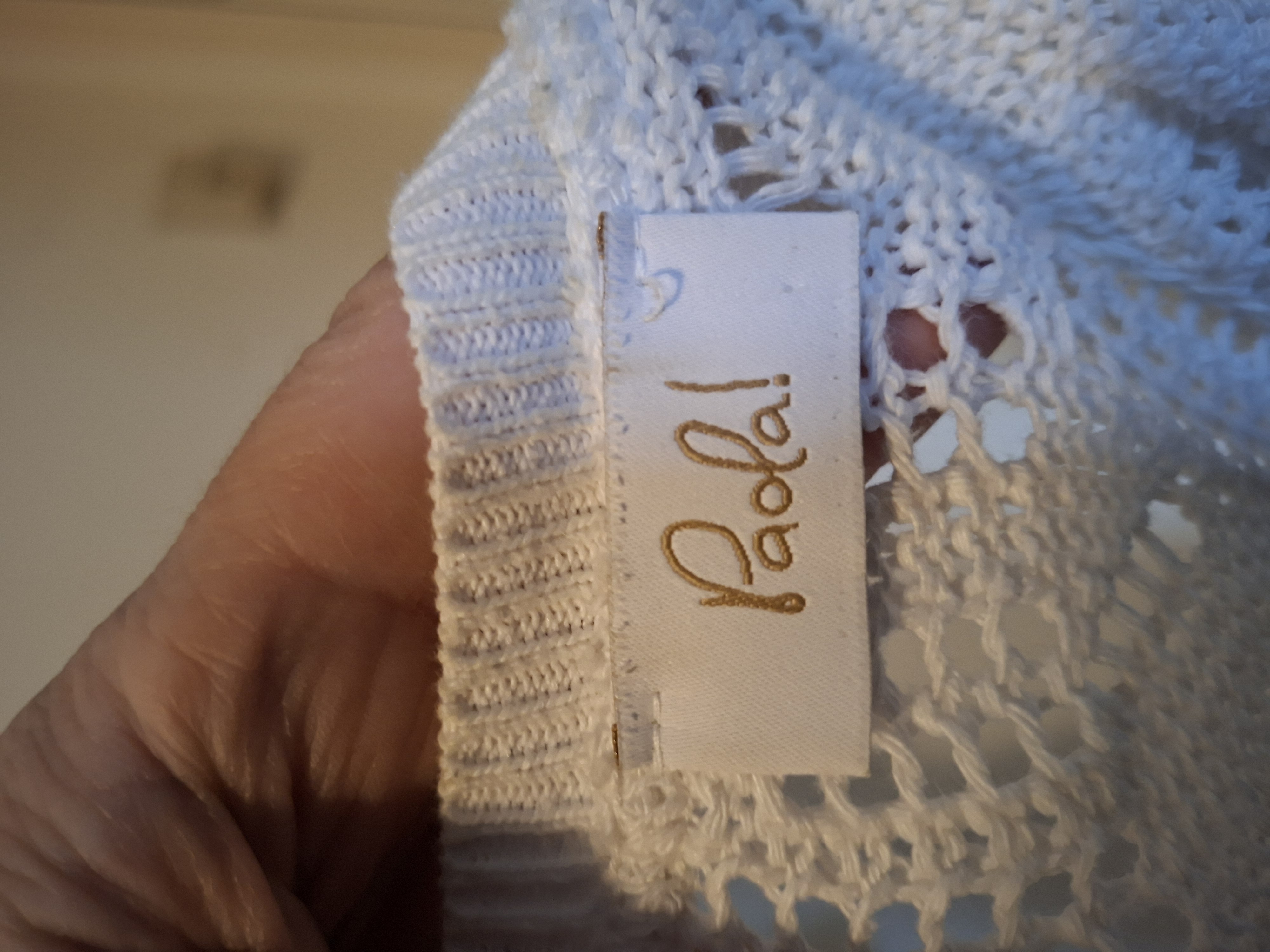 Paola! mouwloos opengewerkt gebreid vest - Wit - Maat 44