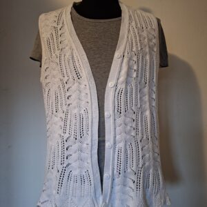 Paola! mouwloos opengewerkt gebreid vest - Wit - Maat 44