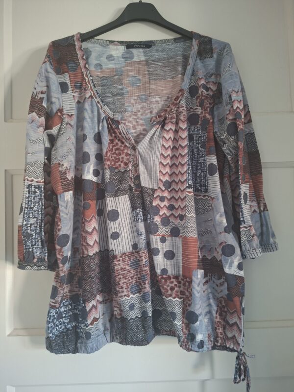 Paprika tuniek met patchwork print maat T2 (44/46)