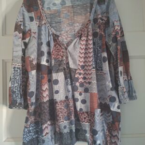 Paprika tuniek met patchwork print maat T2 (44/46)