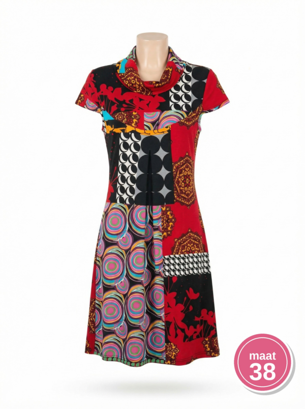 Geisha dames jurk patchwork patroon maat M