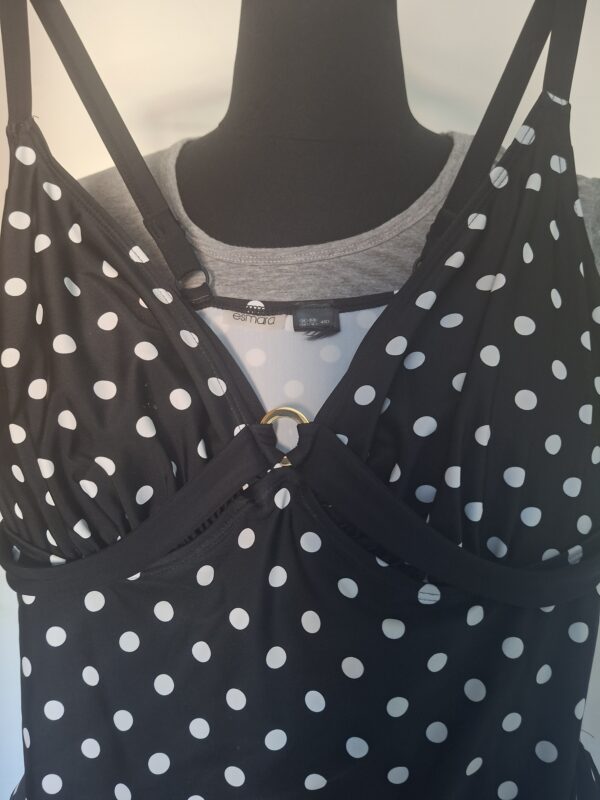 Esmara tankini top - Zwart met witte stippen - Maat 48D